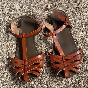 Brown Leather Closed Toed Sandals